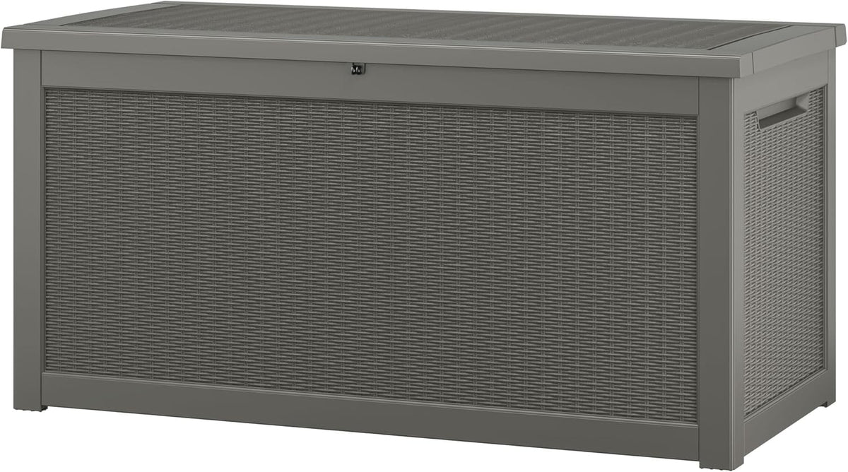 33 Gal Outdoor Storage Box Waterproof Lockable,Deck Box, Charcoal Black