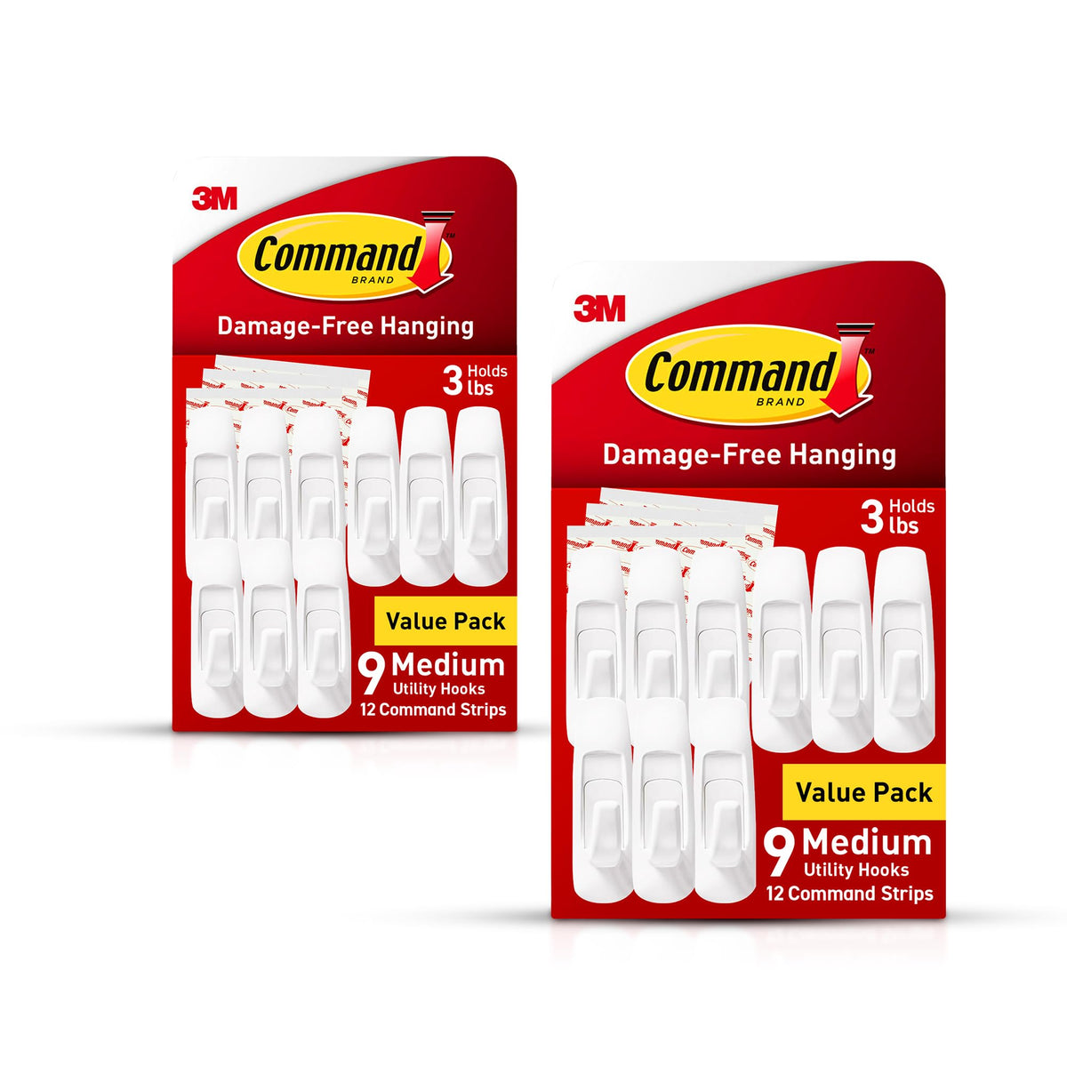 Command Medium White Hooks, 9 Hooks, 12 Strips