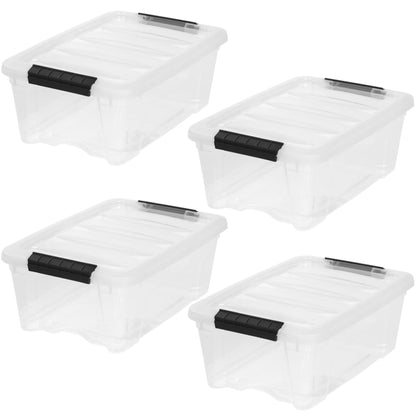 IRIS USA 4-Pack 32 Quart Storage Bins with Lids, Clear