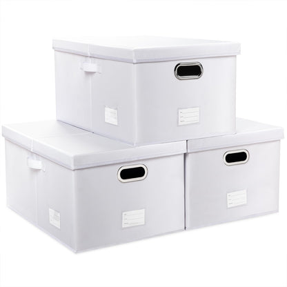 PRANDOM Large Collapsible Storage Bin with Lid [1-Pack] Leather Fabric Foldable Storage Box Organizer Containes Basket Cube with Cover for Home Bedroom Closet Office Nursery Black (17.7x11.8x11.8)