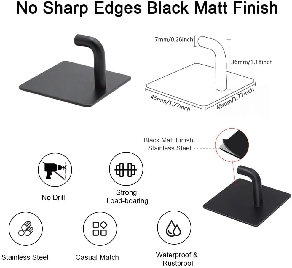 Adhesive Wall Hooks for Hanging, Self Adhesive Sticky Hooks for Bathroom