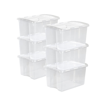 Sterilite Storage Boxes, Stackable Clear Plastic Bins, 6 Quart, 12-Pack