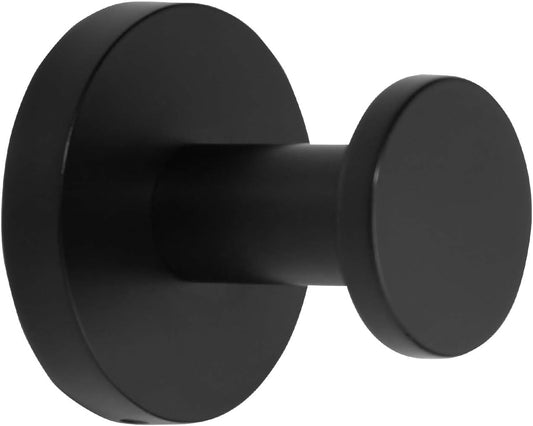 TUNNY 5 Pack Round Towel Hooks-Matte Black Modern Coat Hooks Shower Towel Hooks for Bathroom Kitchen Home Storage