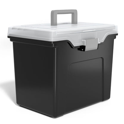 Staples Hanging File Folder Box, Storage Bin Organizer, Snap Lid, Clear