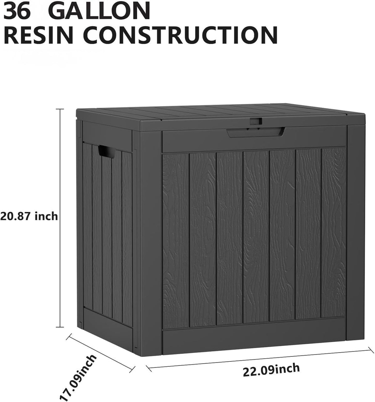 36 Gallon Outdoor Deck Box, Lockable Waterproof Outdoor Storage Boxes For Garden Tools,Indoor Cushions,Accessories Outside Storage Resin Weatherproof Container(Black)