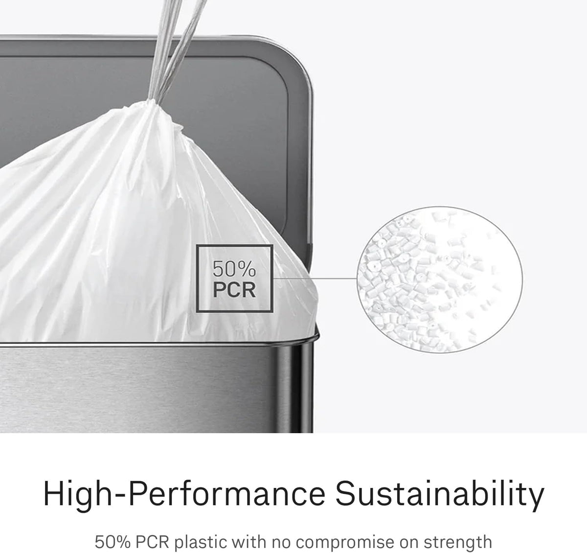 simplehuman Code X 60 Count, Dispenser Pack Custom Fit Liners, Drawstring Trash Bags, 80 Liter / 21.1 Gallon, White