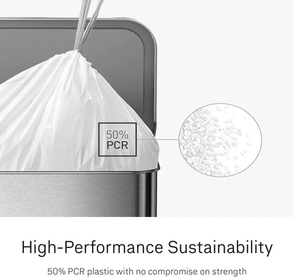 simplehuman Code D 100 Count Custom Fit Liners, Drawstring Kitchen Trash Bags, One-by-One Mess-Free Dispense, Extra Thick & Double Seamed, 50% PCR Plastic, 20 Liter / 5.3 Gallon, White