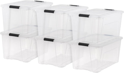 IRIS USA 6-Pack 72 Quart Storage Bins with Lids, Clear