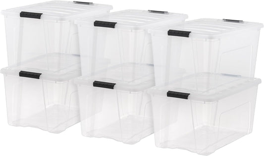 IRIS USA 6-Pack 72 Quart Storage Bins with Lids, Clear