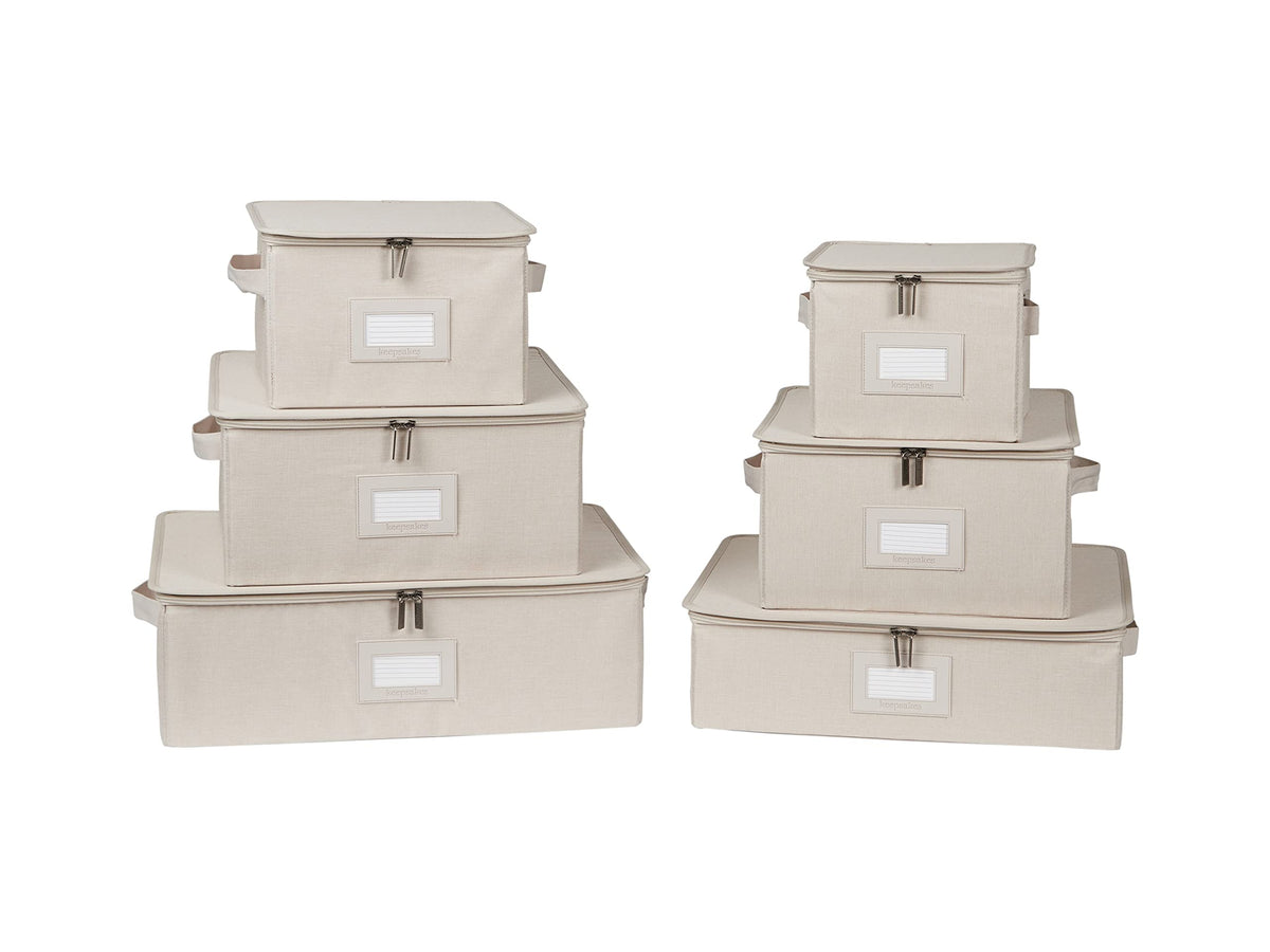 Covermates Dish Storage Box Set, 8"W x 8"D x 7"H, Red Heather