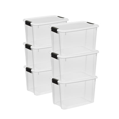 Sterilite Ultra Latch Box with Lids for Home and Office, 18 Quart, 6-Pack