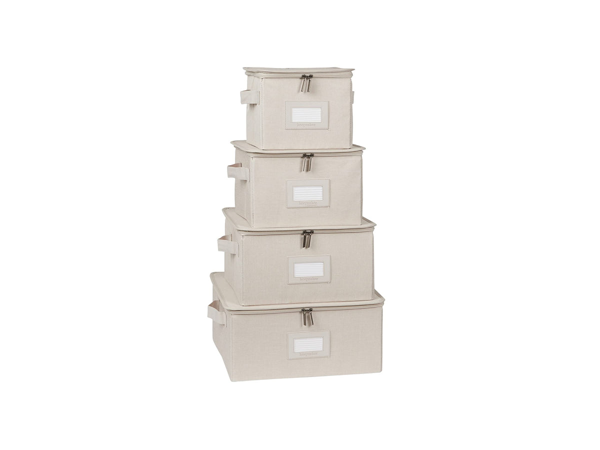 Covermates Dish Storage Box Set, 8"W x 8"D x 7"H, Red Heather