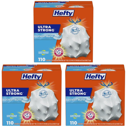 Hefty Ultra Strong 13 Gal Kitchen Trash Bags, Lavender Vanilla, 110ct