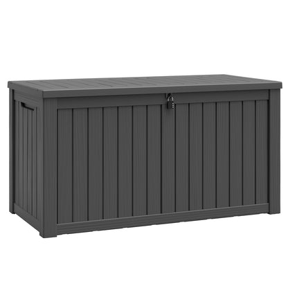 33 Gal Outdoor Storage Box Waterproof Lockable,Deck Box, Charcoal Black