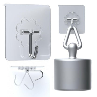 DDMY Adhesive Wall Hooks Clear 50lb(Max) Heavy Duty Hanging Sticky-10 Pack