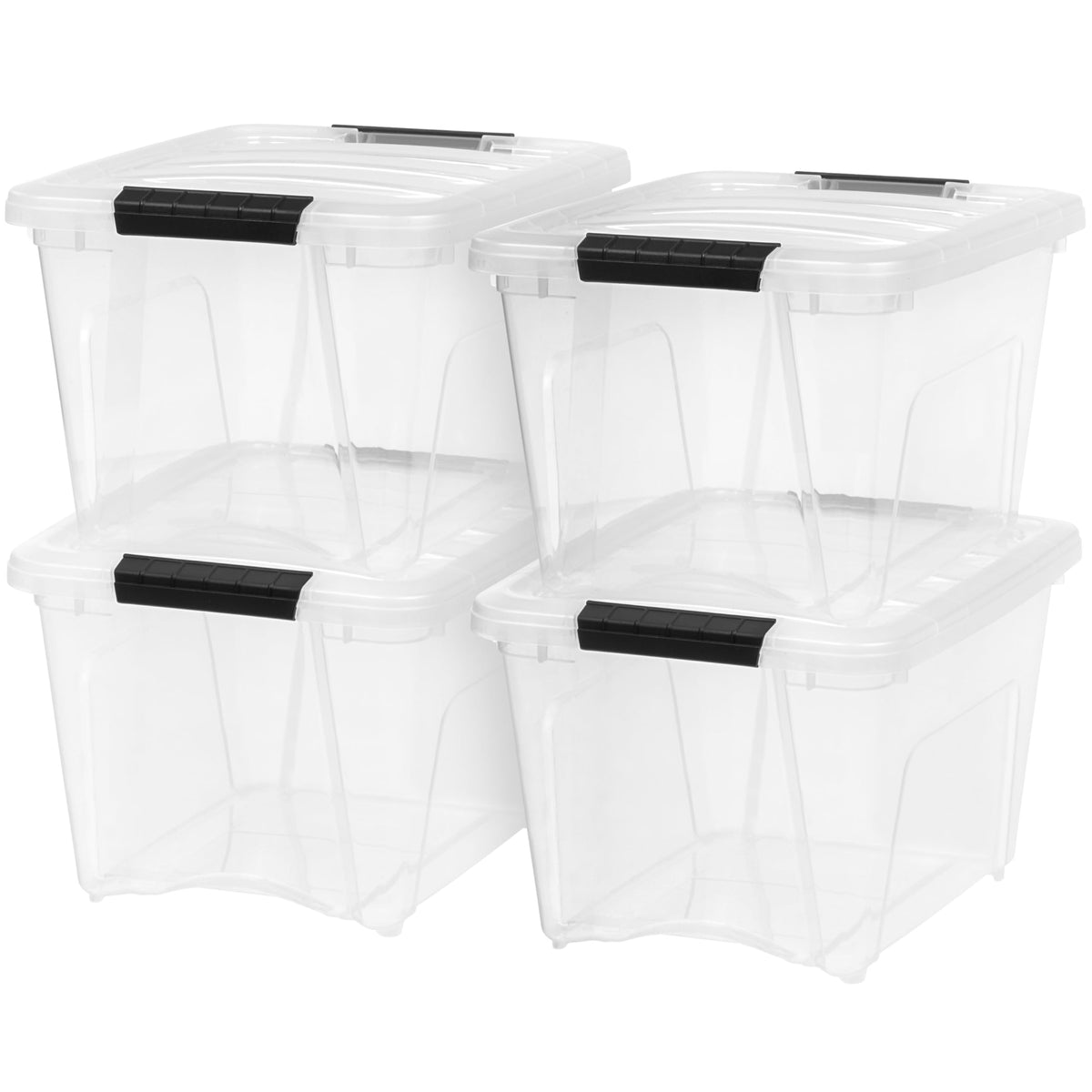 IRIS USA 4-Pack 32 Quart Storage Bins with Lids, Clear