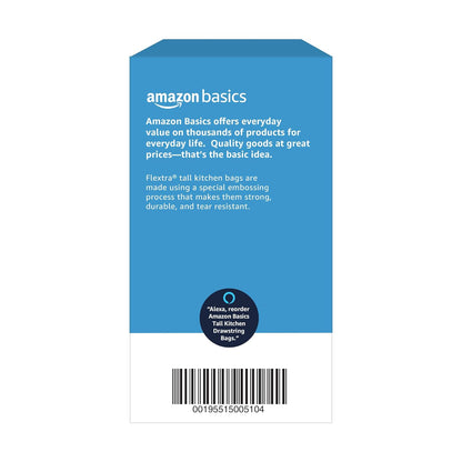 Amazon Basics Flextra Strength Tall Kitchen Drawstring Trash Bags, Fresh Scent, Tear Resistant, 13 Gallon, 50 Count