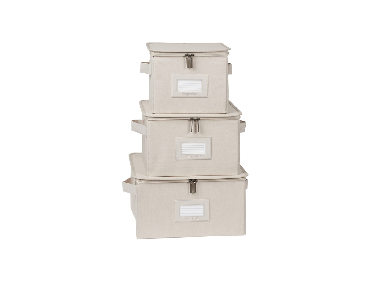 Covermates Dish Storage Box Set, 8"W x 8"D x 7"H, Red Heather