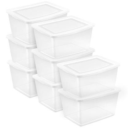Sterilite Storage Boxes, Stackable Clear Plastic Bins, 6 Quart, 12-Pack
