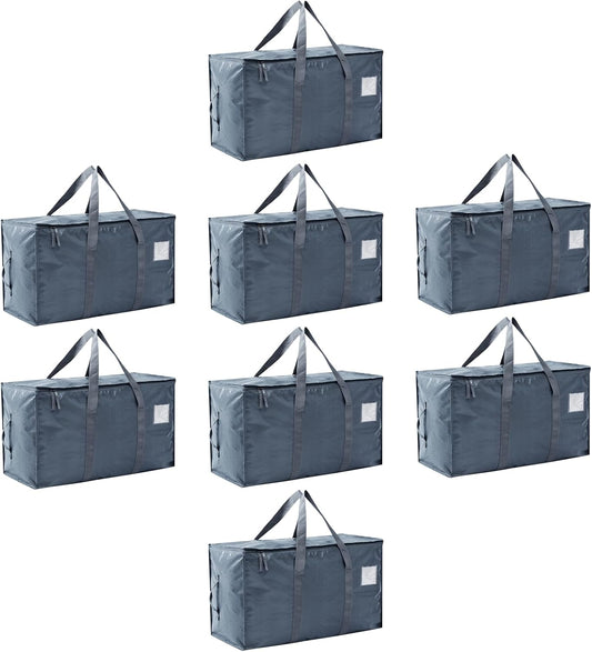 Moving Bags Heavy Duty Extra Large, Moving Boxes, Moving Supplies Essentials,Storage Bins with Lids, Plastic Packing Totes, Storage Bags for Clothes with Handles & Zippers(Grey, 8 Pack)
