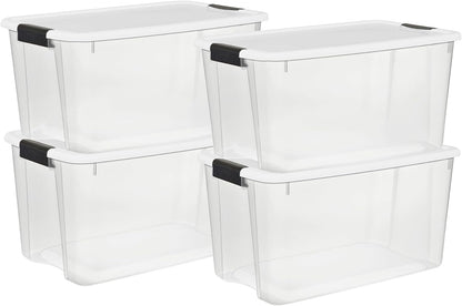 Sterilite Ultra Latch Box with Lids for Home and Office, 70 Quart, 4-Pack