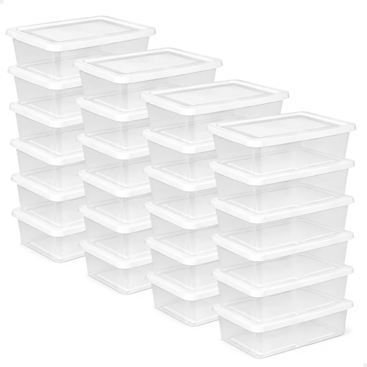Sterilite Storage Boxes, Stackable Clear Plastic Bins, 6 Quart, 12-Pack