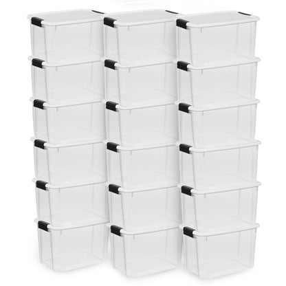 Sterilite Ultra Latch Box with Lids for Home and Office, 18 Quart, 6-Pack
