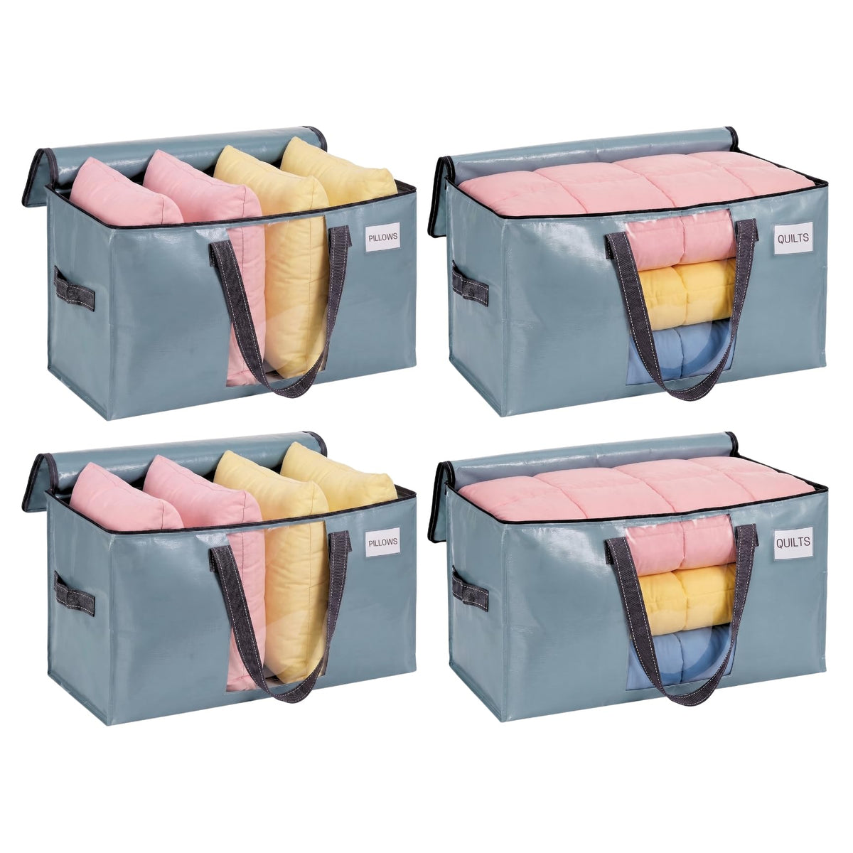 VENO Moving Bags, Storage Bags, Wide Open Top, Clear, 4 Pack
