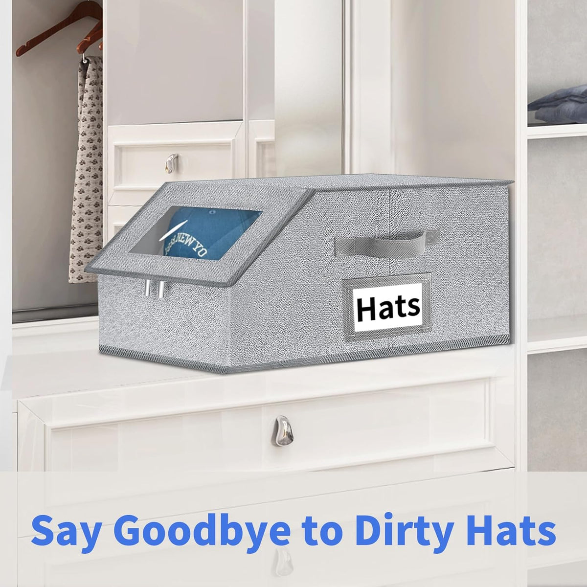 Stackable Hat Storage for Baseball Caps - Hat Organizer with Clear Window