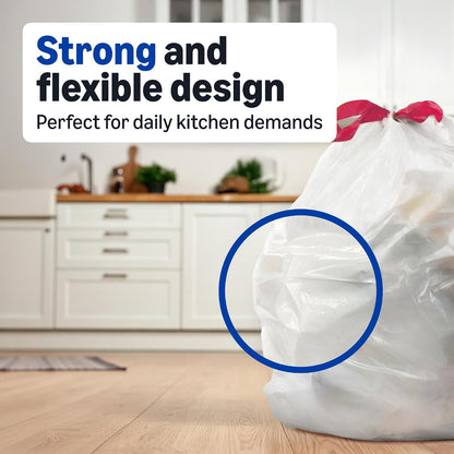 Amazon Basics Trash Bags, Tall Kitchen Drawstring, Unscented, 13 Gallon, 120 Count, Pack of 1, Packaging May Vary
