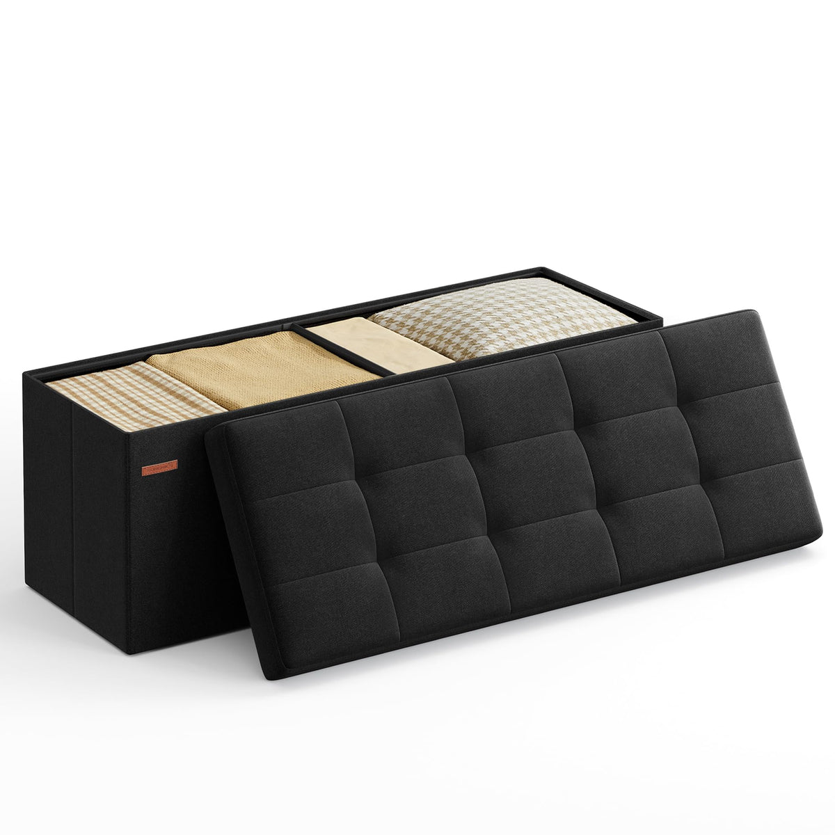 SONGMICS 30 Inches Folding Storage Ottoman Bench, Load 660 lb