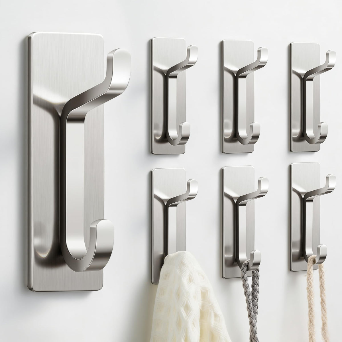 pickpiff 13LB Strong Stick-on Hooks for Coat & Towel, White 4 Pack