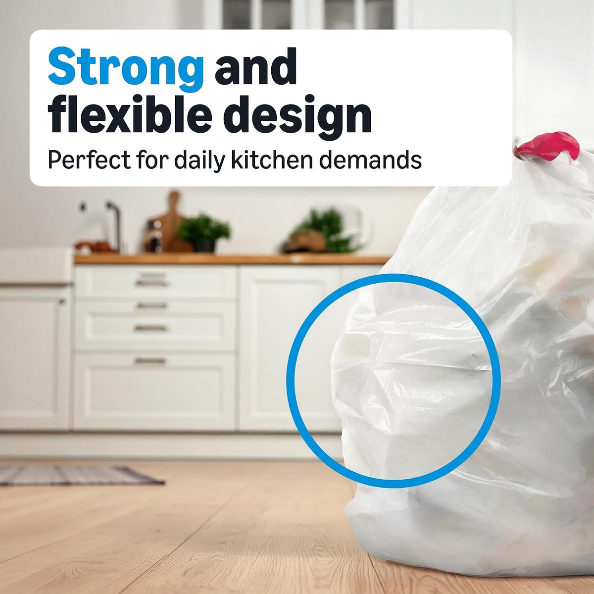 Amazon Basics Tall Kitchen Drawstring Trash Bags, Clean Scent, 13 Gallon, 45 Count, Packaging May Vary