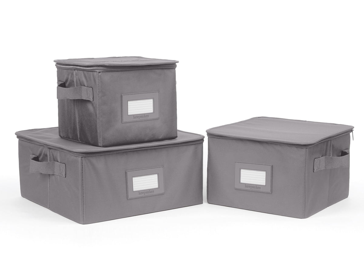 Covermates Dish Storage Box Set, 8"W x 8"D x 7"H, Red Heather
