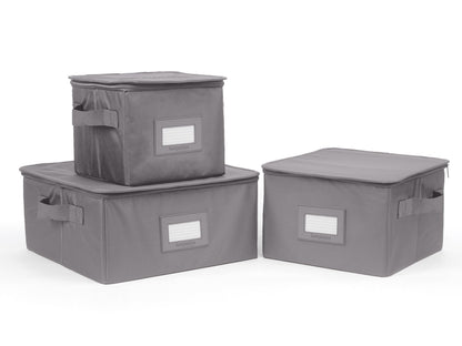 Covermates Dish Storage Box Set, 8"W x 8"D x 7"H, Red Heather
