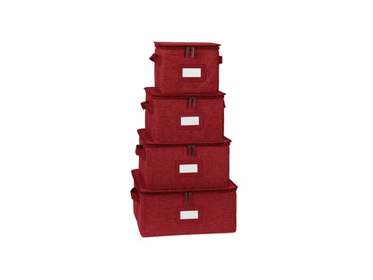 Covermates Dish Storage Box Set, 8"W x 8"D x 7"H, Red Heather