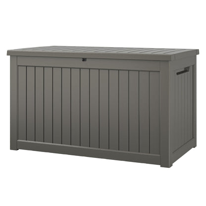 33 Gal Outdoor Storage Box Waterproof Lockable,Deck Box, Charcoal Black