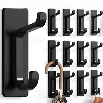 pickpiff 13LB Strong Stick-on Hooks for Coat & Towel, Black 6 Pack