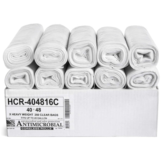 Aluf Plastics 45 Gallon Clear Trash Bags 40" x 48" - 16 Micron Equivalent High Density Value Garbage Bags, HCR-404816C (Pack of 1, 250 Count Total)
