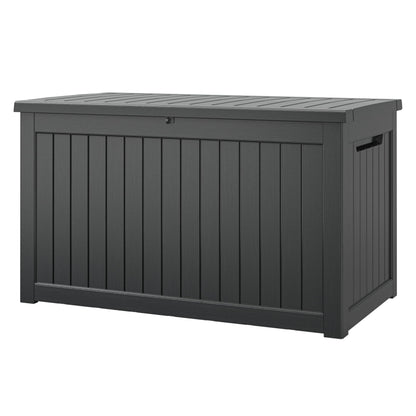 33 Gal Outdoor Storage Box Waterproof Lockable,Deck Box, Charcoal Black