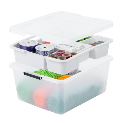 IRIS USA Storage Bins with Lids |Made in USA| 4 Qt - (6-Pack) - Clear