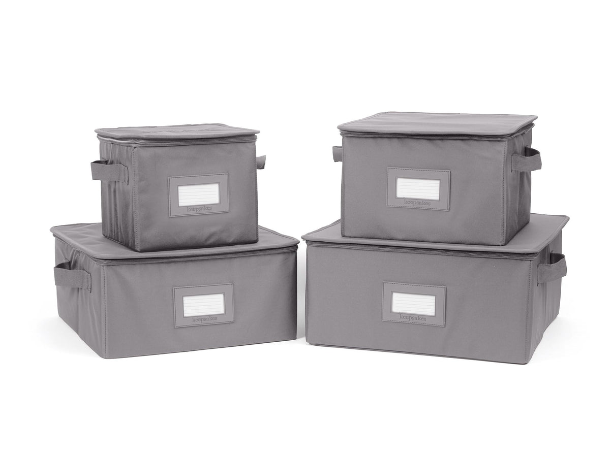 Covermates Dish Storage Box Set, 8"W x 8"D x 7"H, Red Heather