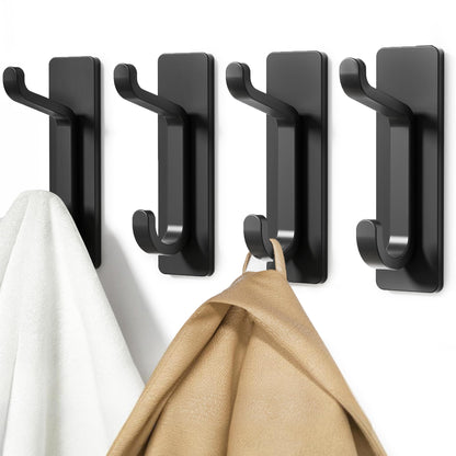 pickpiff 13LB Strong Stick-on Hooks for Coat & Towel, Black 4 Pack