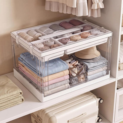 24QT 2Packs Clear Craft Organizers and Storage with Trays