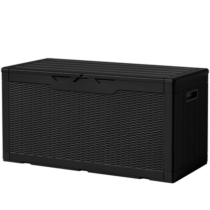 Devoko 30 Gallon Resin Deck Box Waterproof Outdoor Storage Box for Patio Furniture Pool Accessories Indoor Storage for Cushion Garden Tools (30 Gallon, Black)