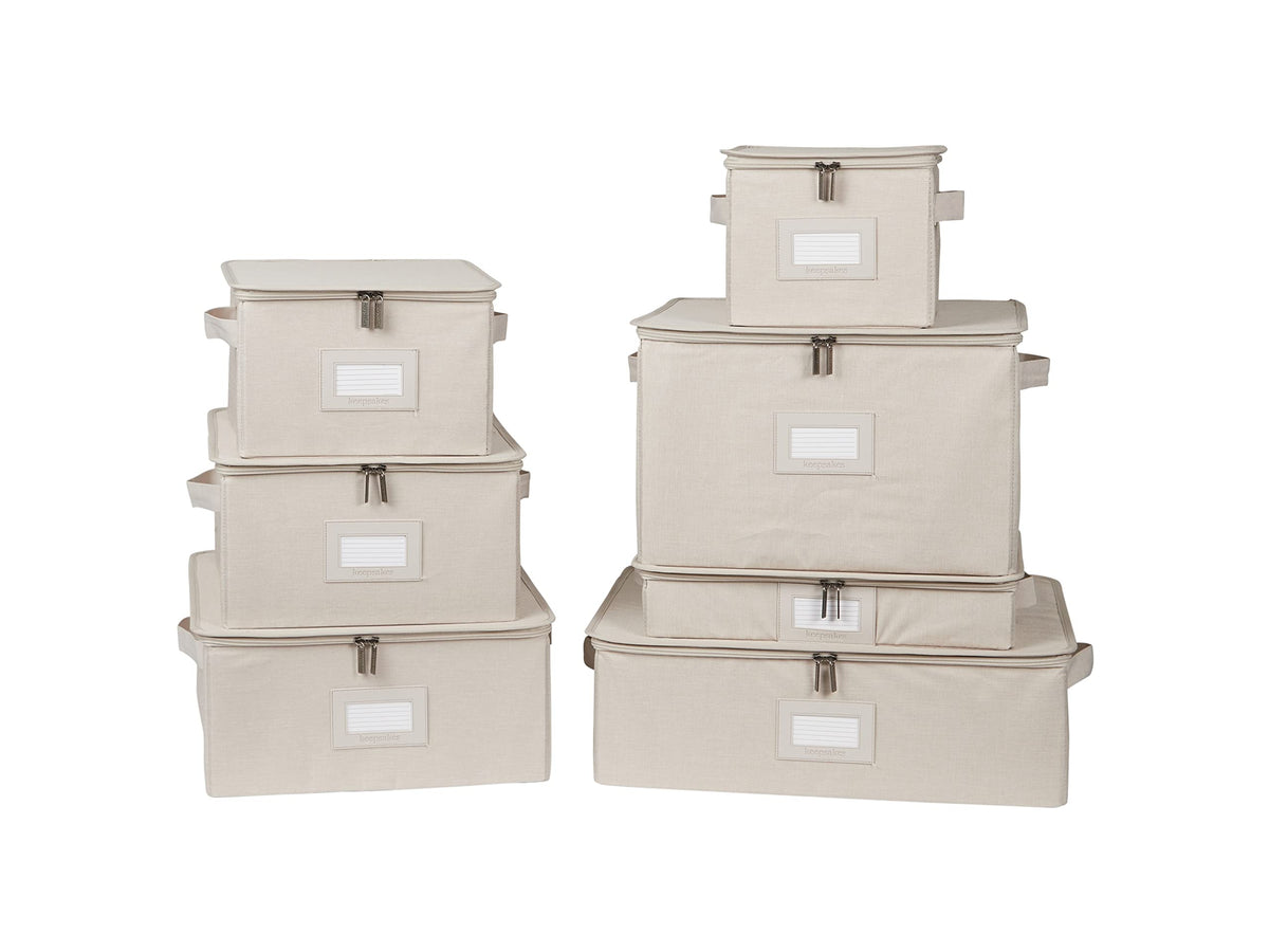 Covermates Dish Storage Box Set, 8"W x 8"D x 7"H, Red Heather