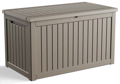 36 Gallon Outdoor Deck Box, Lockable Waterproof Outdoor Storage Boxes For Garden Tools,Indoor Cushions,Accessories Outside Storage Resin Weatherproof Container(Black)