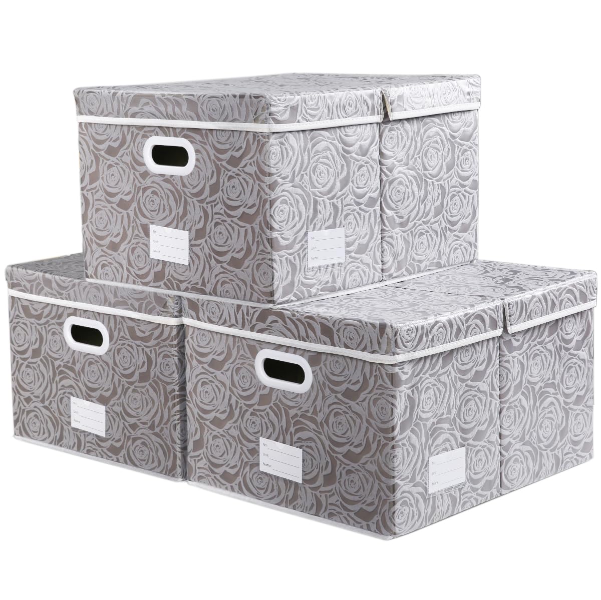 PRANDOM Larger Collapsible Storage Bin with Lid [1-Pack] Fabric Decorative Storage Box Cube Organizer Container Baskes with Handles Divider for Bedroom Closet Living Room Pink 17.7x11.8x11.8 Inch