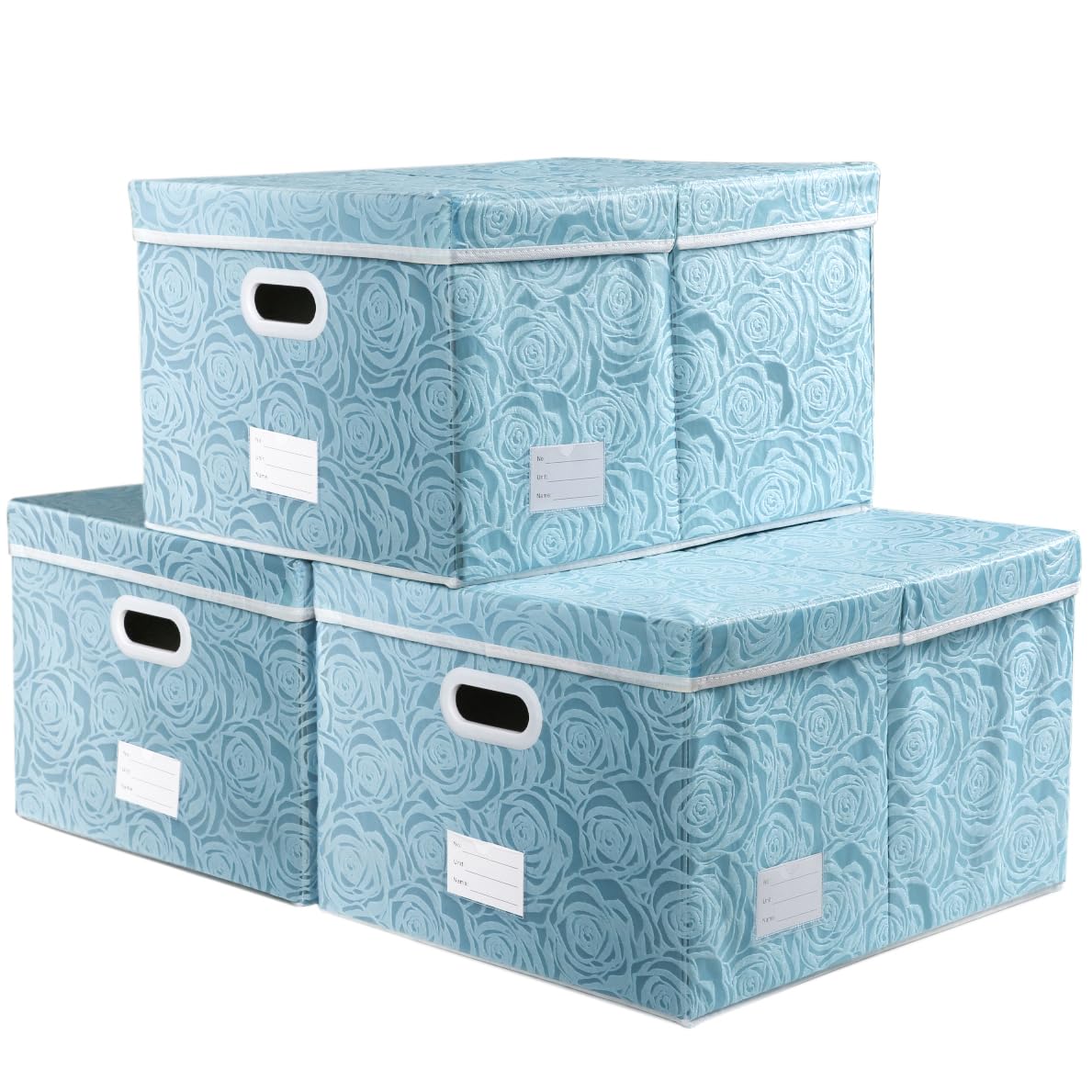 PRANDOM Larger Collapsible Storage Bin with Lid [1-Pack] Fabric Decorative Storage Box Cube Organizer Container Baskes with Handles Divider for Bedroom Closet Living Room Pink 17.7x11.8x11.8 Inch