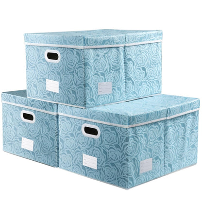 PRANDOM Larger Collapsible Storage Bin with Lid [1-Pack] Fabric Decorative Storage Box Cube Organizer Container Baskes with Handles Divider for Bedroom Closet Living Room Pink 17.7x11.8x11.8 Inch